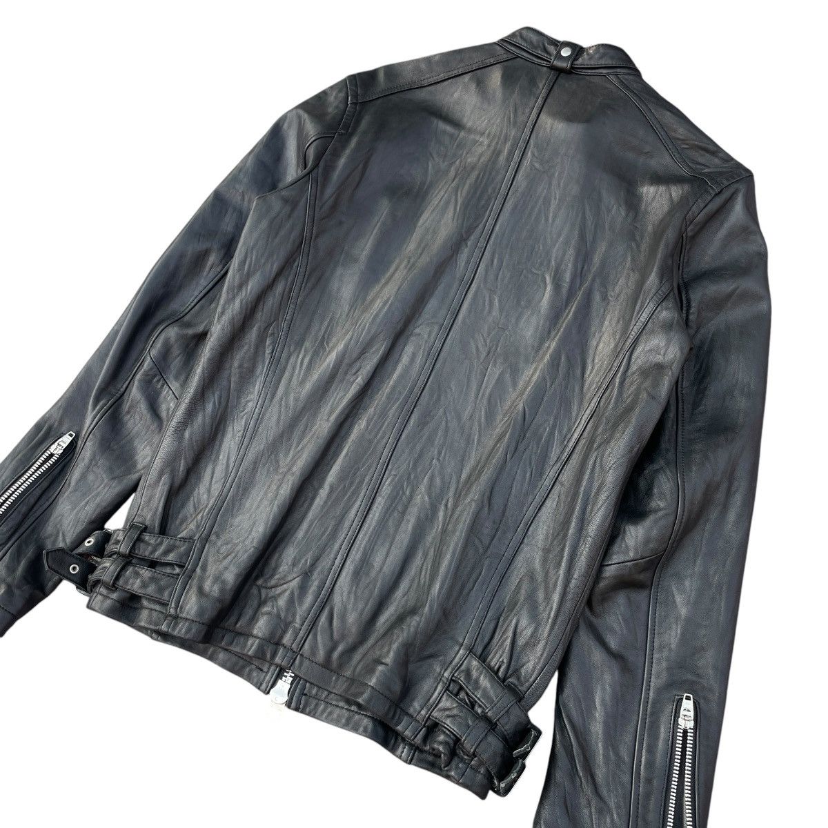 JACKROSE Jack Rose - Black Moto Rider Sheepskin Leather Jacket Size US S / EU 44-46 / 1 - 4 Thumbnail