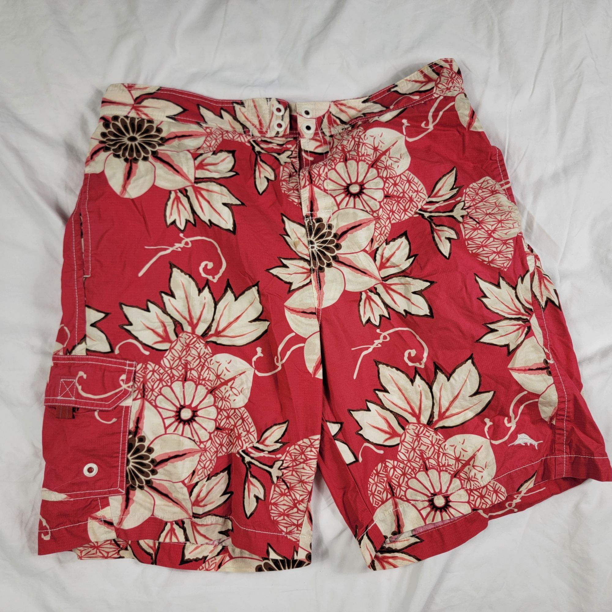 Tommy Bahama Tommy Bahama Relax Mens Large Red Floral Swim Shorts Summer Size US 44 / EU 60 - 1 Thumbnail