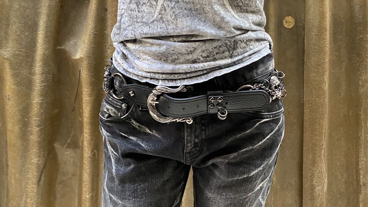 Le Grande Bleu (L.G.B.) Diavlo Black Leather Chain Belt Size ONE SIZE - 2 Thumbnail