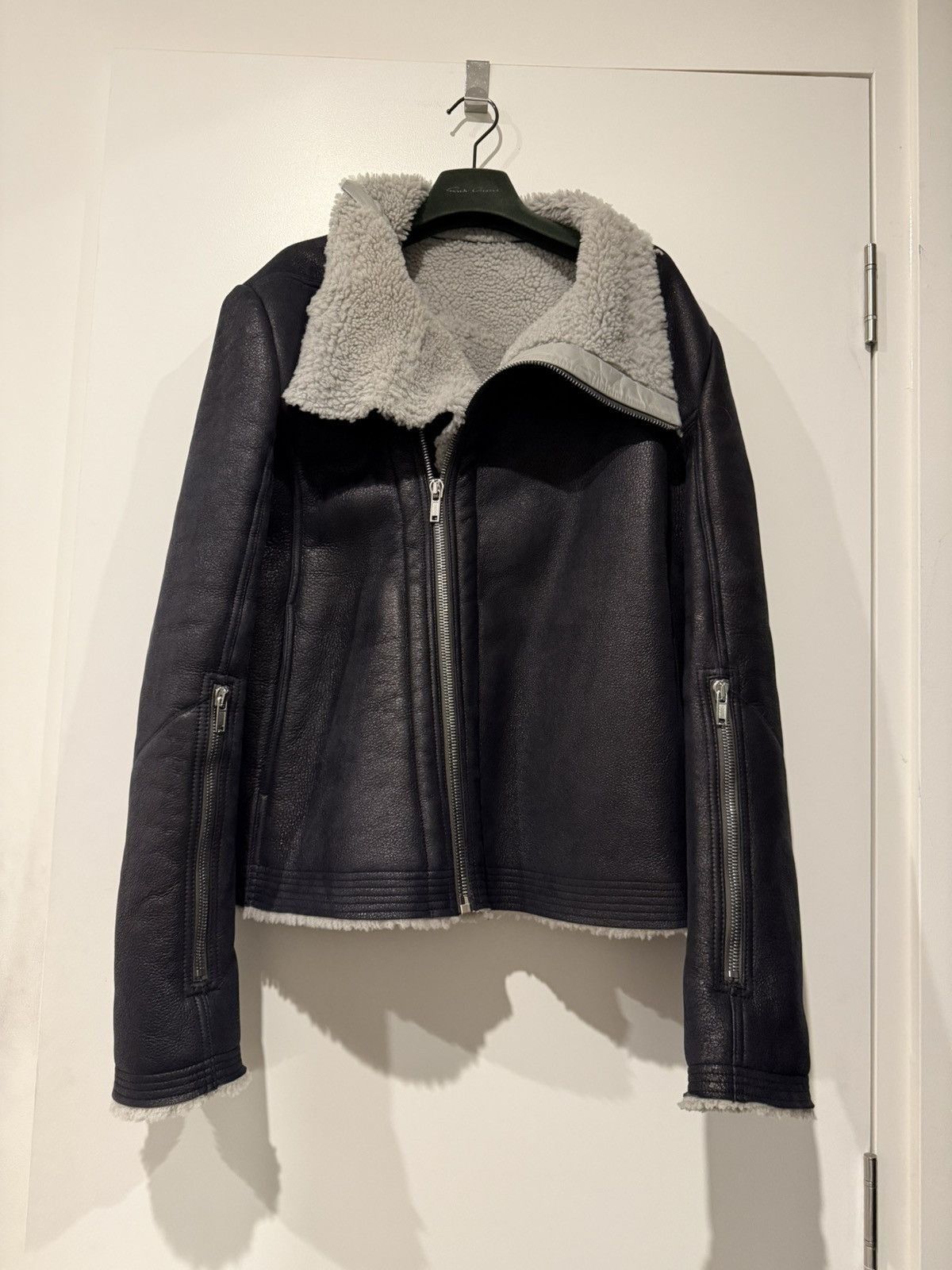 Rick Owens Shearling Bauhaus Leather Jacket Strobe F/W22 Size US L / EU 52-54 / 3 - 1 Thumbnail