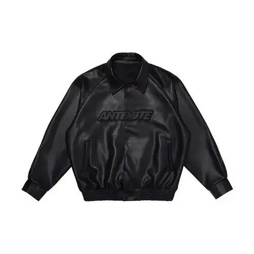 Other Black motorcycle leather bomber PU leather jacket Size US L / EU 52-54 / 3 - 4 Thumbnail