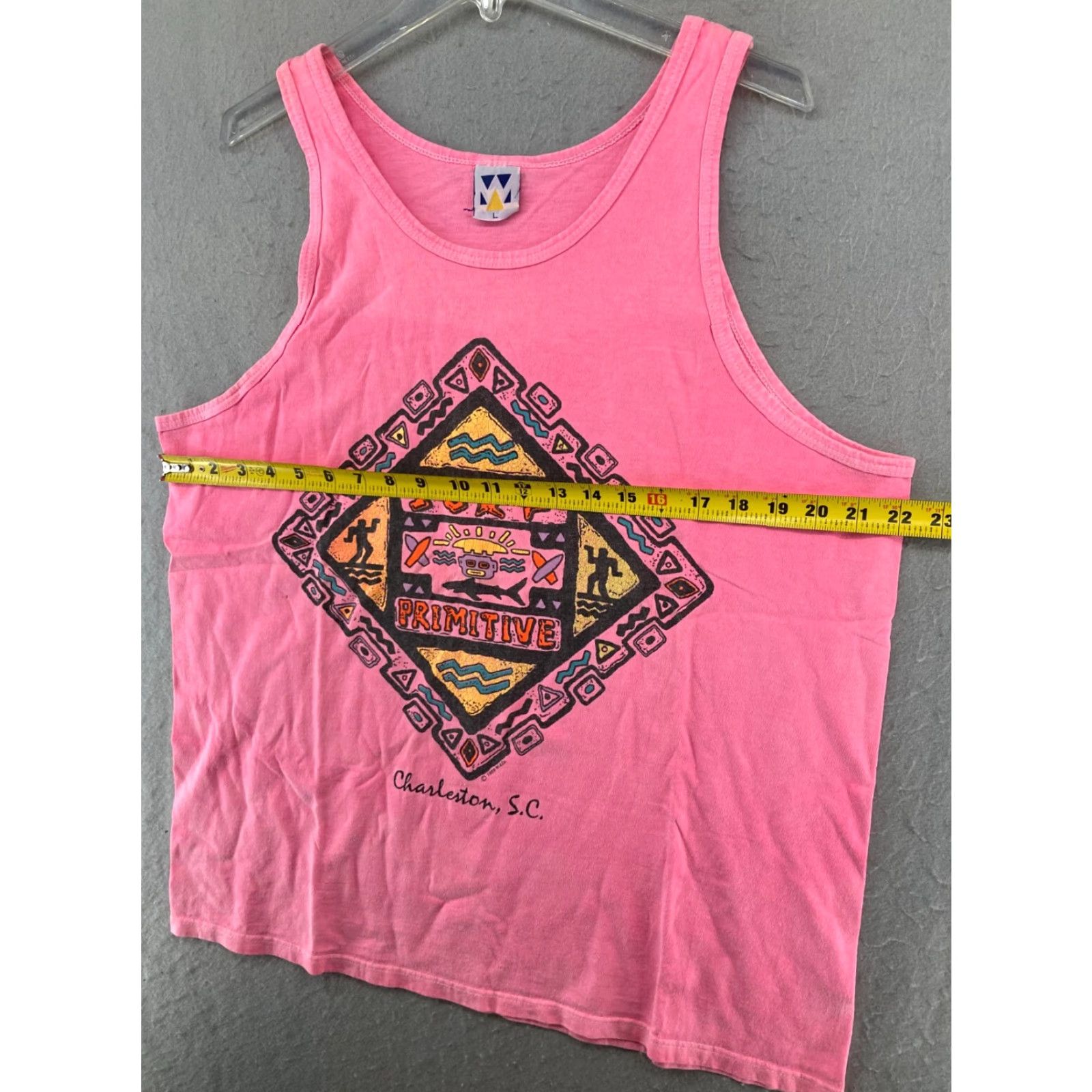 Primitive VINTAGE Primitive Apparel Surf Tanktop Mens Large Pink Aztec Charleston SC Graphic Print T-Shirt USA Vintage Mens Tanktop Pink Aztec Charleston SC Size US L / EU 52-54 / 3 - 3 Thumbnail