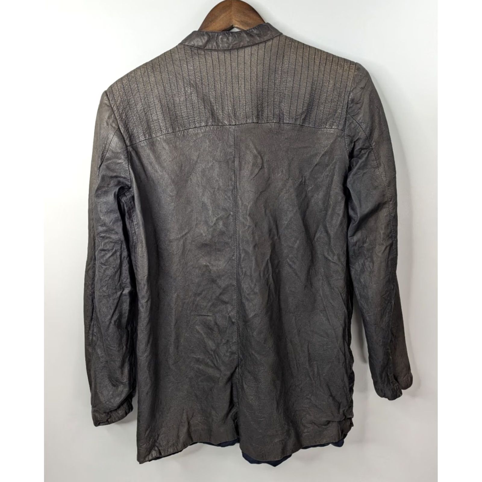 Vintage Alta Moda In Pelle Leather Jacket Rectangle Wooden Buttons Made in Italy Faded Leather Jacket Women One Size Gray Vintage No Size ONE SIZE - 7 Thumbnail