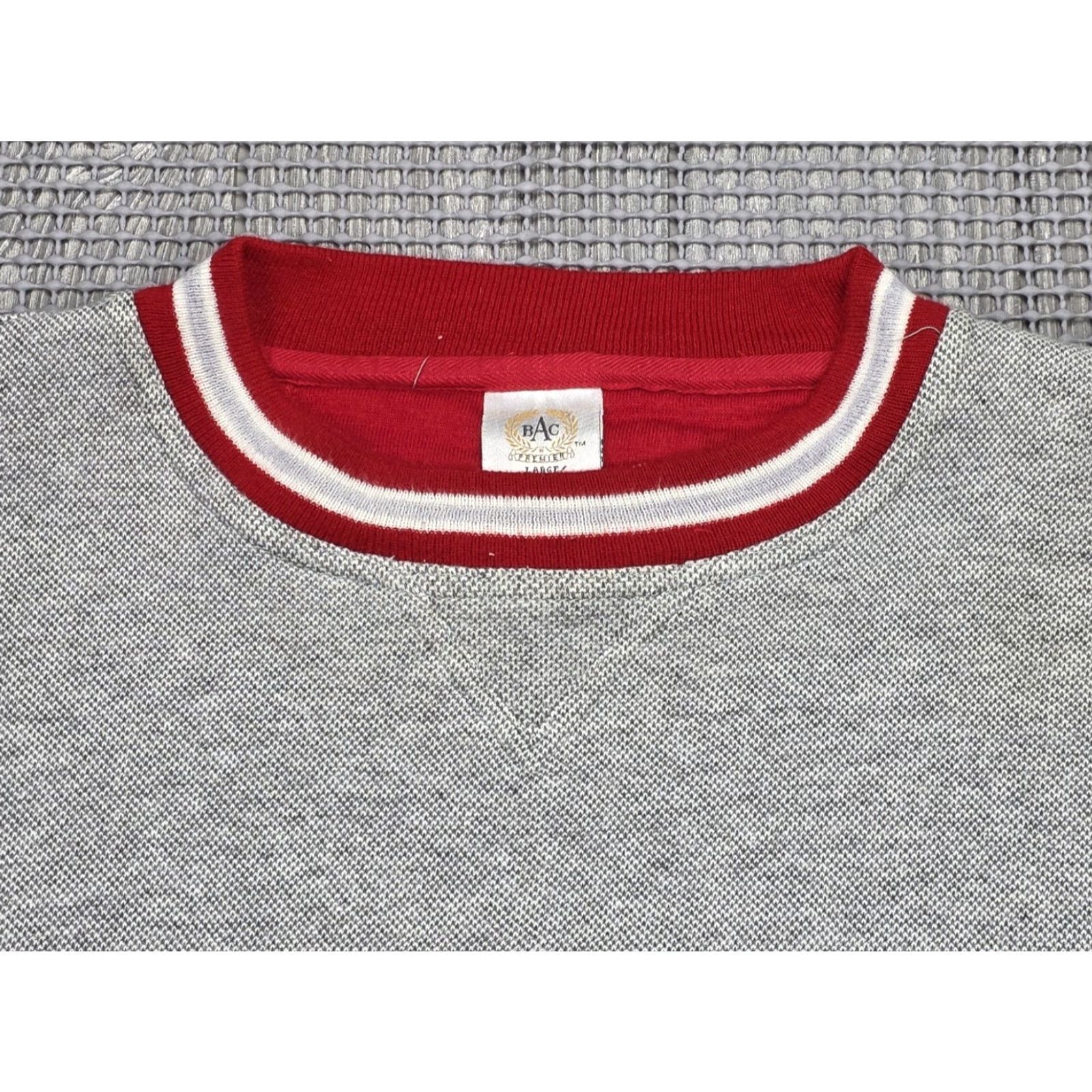 Vintage VINTAGE BAC Premier Gray Crewneck Long Sleeve Sweatshirt L Pullover Men 90s Fish American NC State Red Accent Collar Size US L / EU 52-54 / 3 - 6 Thumbnail
