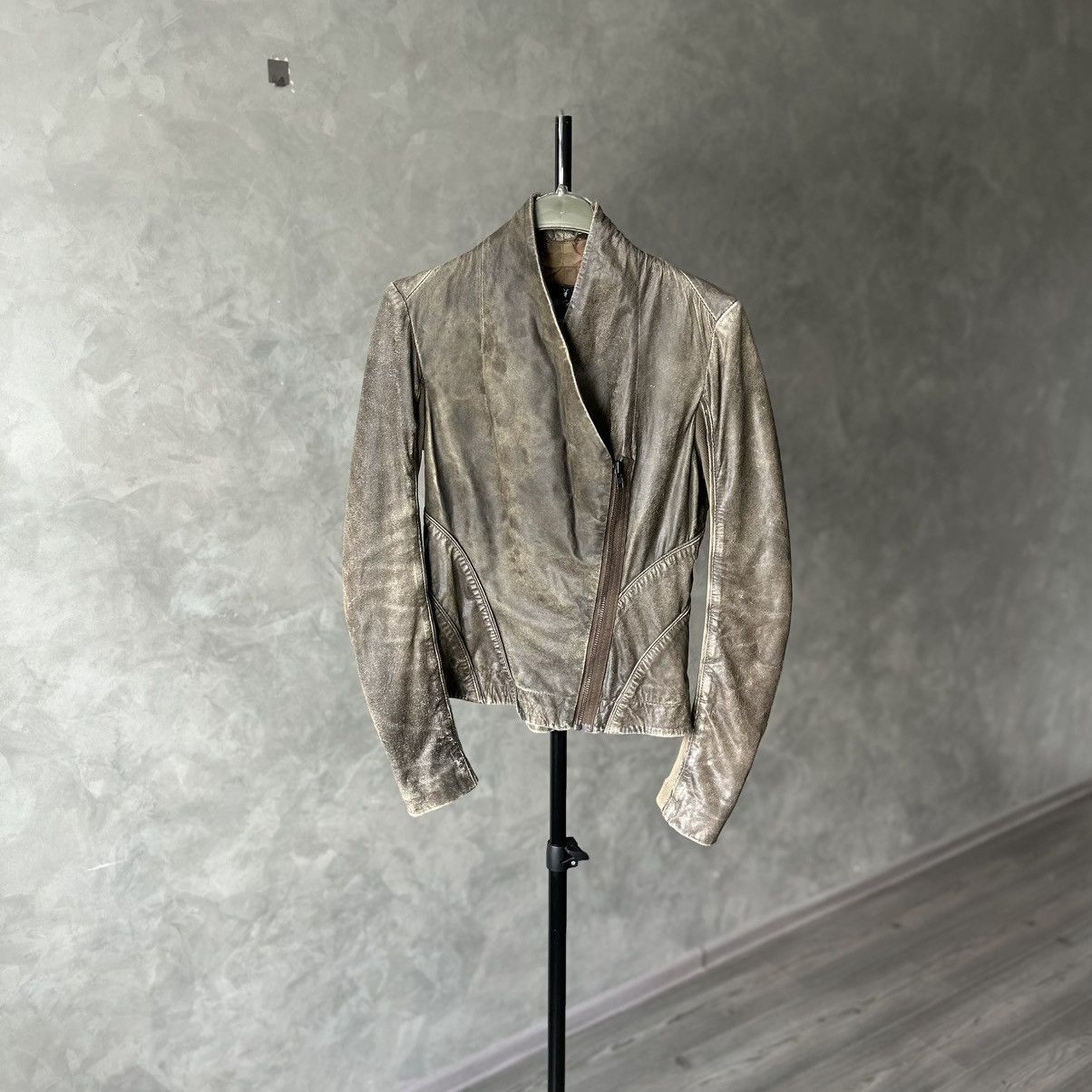 Allsaints Allsaints Faded Asymmetric Rick Owens Vibe Leather Jacket Size S / US 4 / IT 40 - 3 Thumbnail