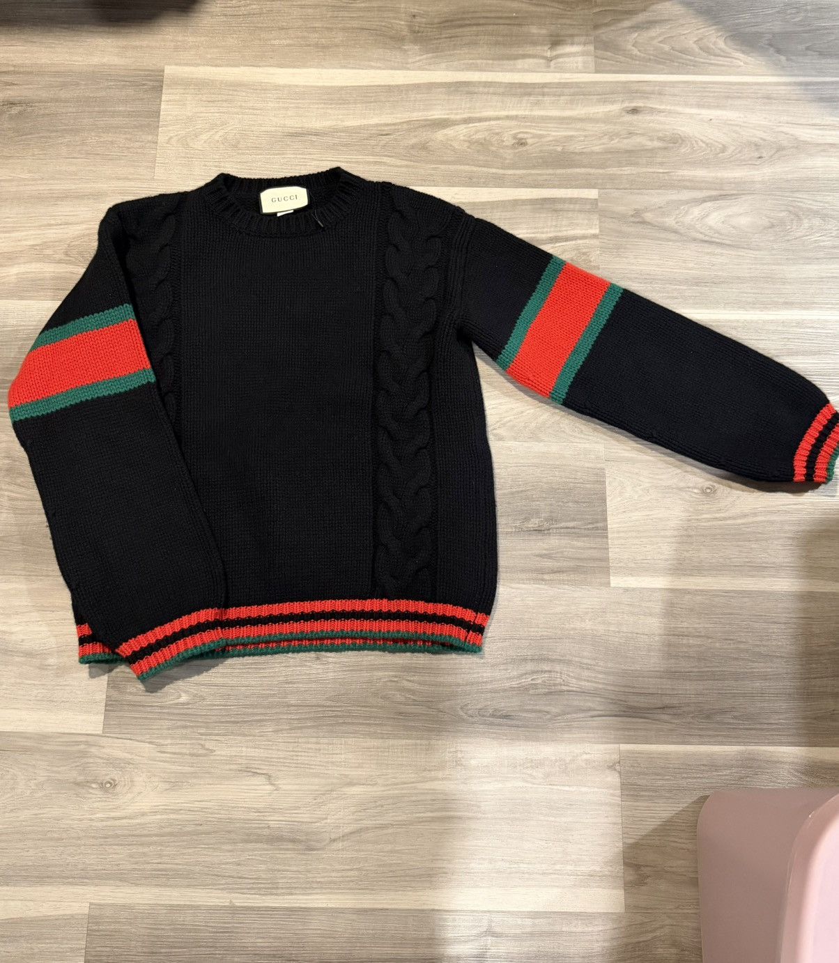 Gucci Gucci cable wool ‘striped logo’ knit sweater Size US S / EU 44-46 / 1 - 1 Thumbnail