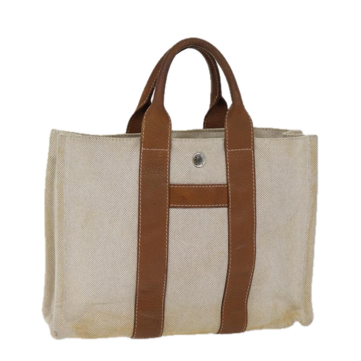 image of Hermes Sac Arne Pm Hand Bag Canvas Beige Auth Bs13569, Women's