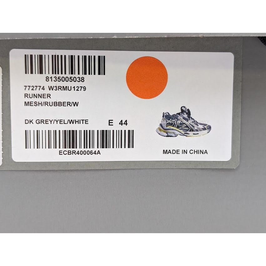 Balenciaga o1rshd1 Q:2 /Runner Mesh/Rubber/W Sneakers DK Grey/Yel/White Size US 11 / EU 44 - 9 Thumbnail