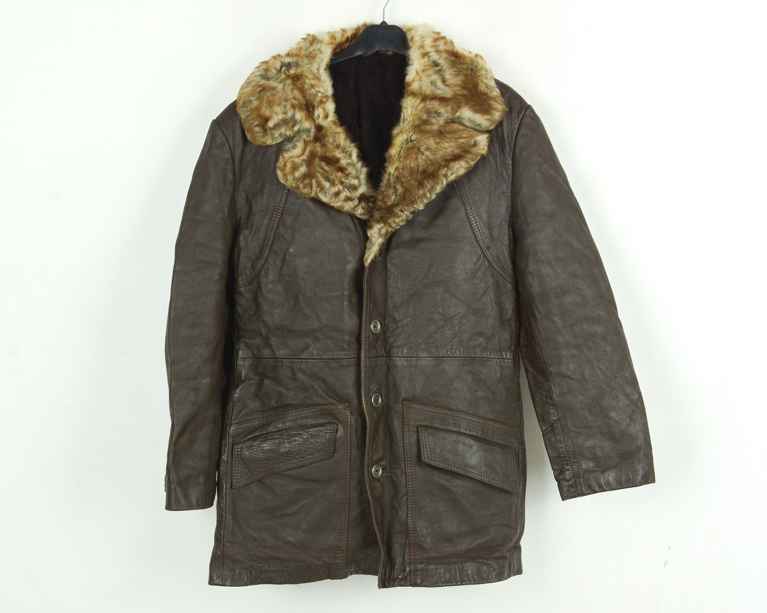 Vintage Leather Sherpa Fur Lining Belt Coat L Jacket Winter Mac EU26 Size US L / EU 52-54 / 3 - 2 Thumbnail