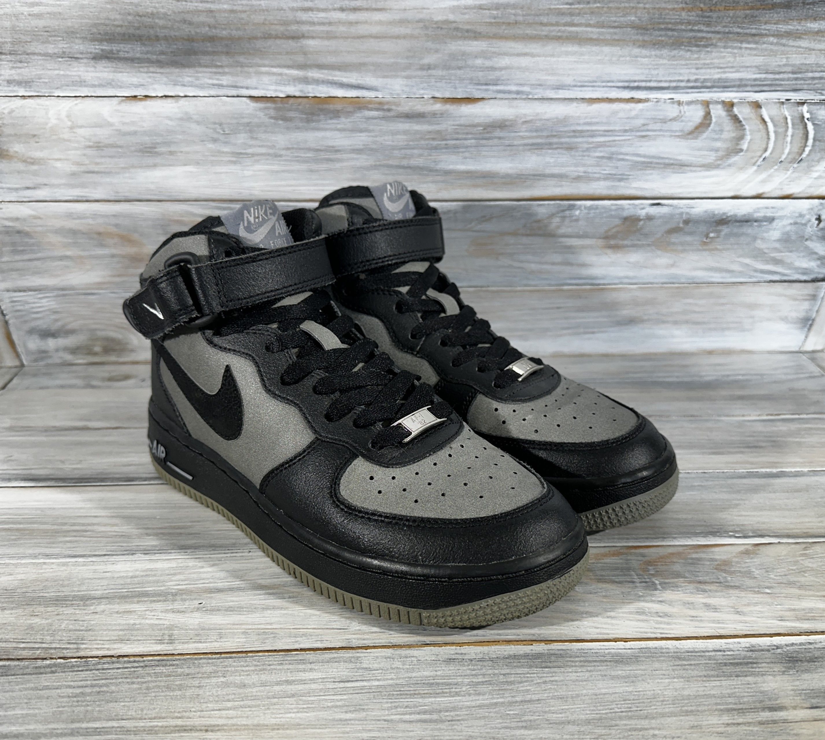 Nike Nike Air Force 1 Mid GS Black Stealth Young Unisex Sneakers Size US 5.5 / EU 38 - 14 Thumbnail
