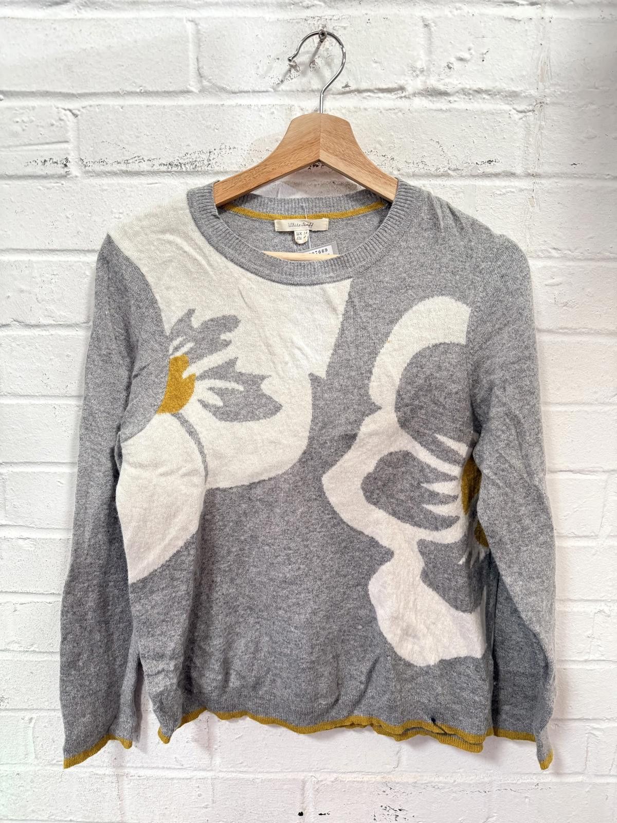 Other White Stuff Grey Floral Patterned Women's Sweater UK 14 EU Size L / US 10 / IT 46 - 1 Thumbnail