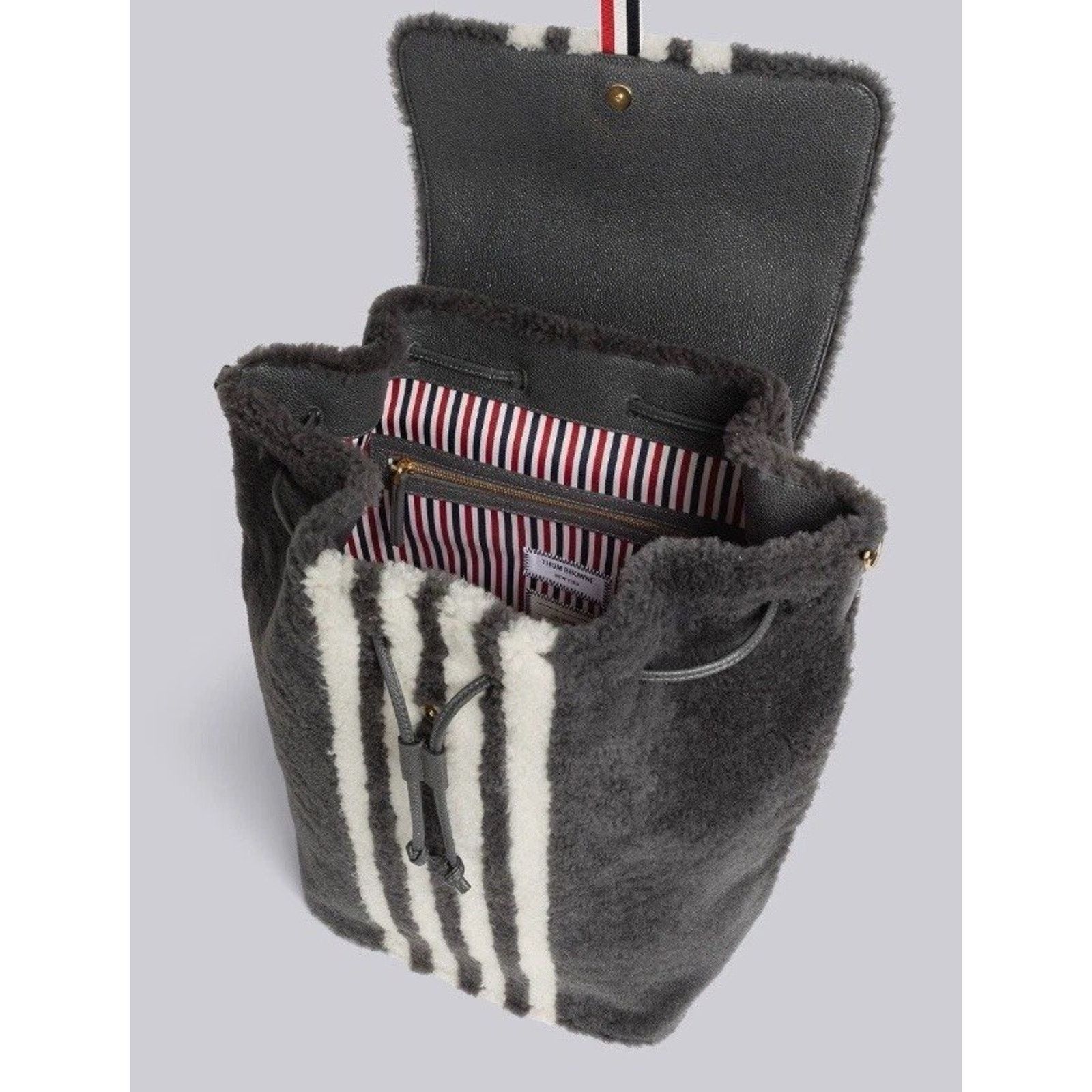Thom Browne Rare NWT $4000 Thom Browne Grey Shearling & Leather Backpack Size ONE SIZE - 2 Thumbnail