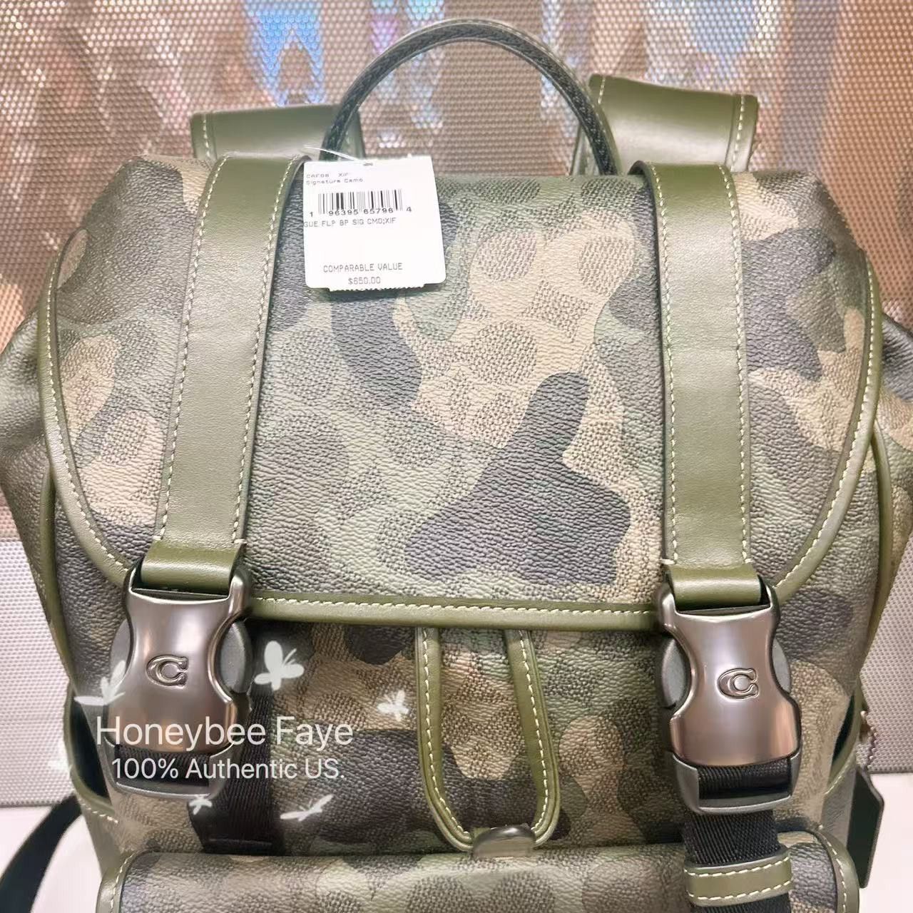 Coach Signature Camo League Flap Backpack In Signature Camo CAF98 Size ONE SIZE - 5 Thumbnail