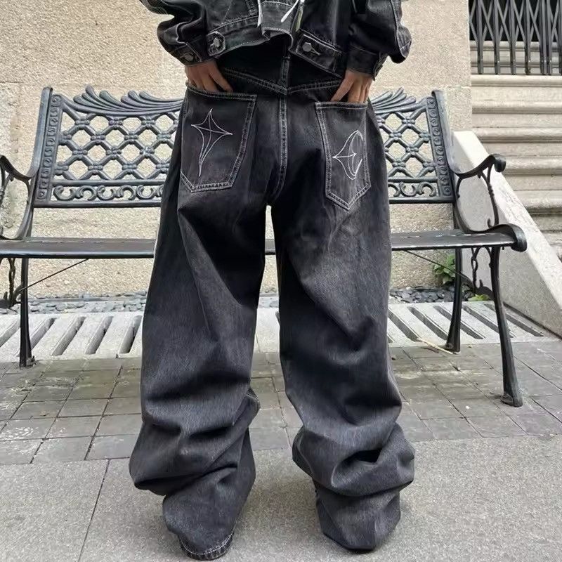 Vintage Embroidery String Stacked Black Jeans Size US 34 / EU 50 - 3 Thumbnail