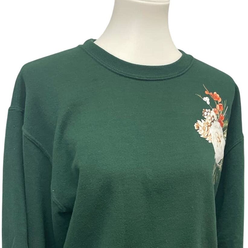 Jerzees Hand Printed Womens Small Rose Floral Pine Cone Sweatshirt Size S / US 4 / IT 40 - 2 Thumbnail