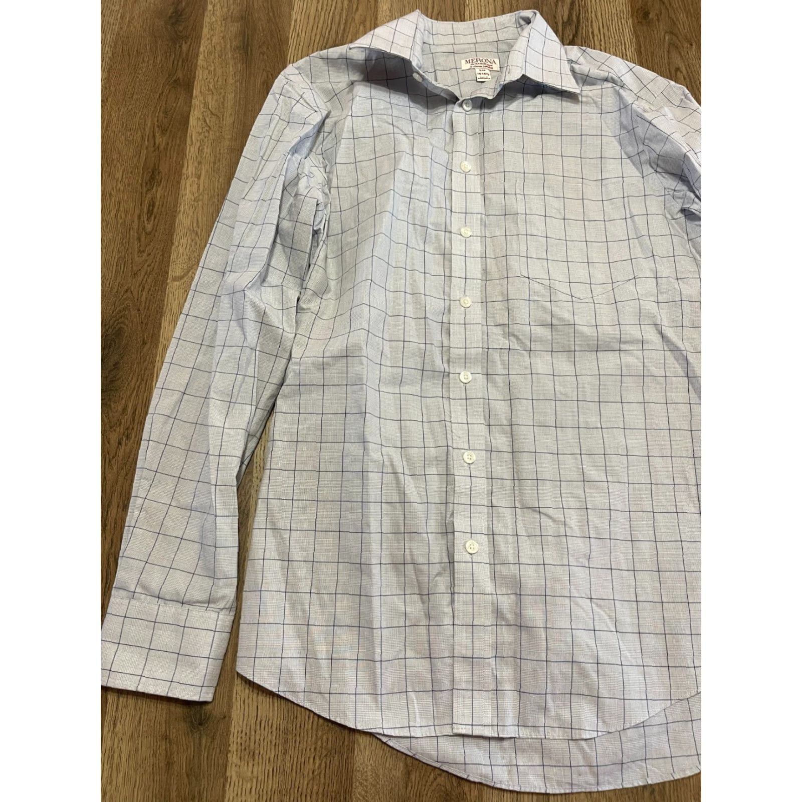 Merona Merona Shirt Mens Small 14-14.5 Gray White Check Button Up Long Sleeve Casual Size US S / EU 44-46 / 1 - 3 Thumbnail