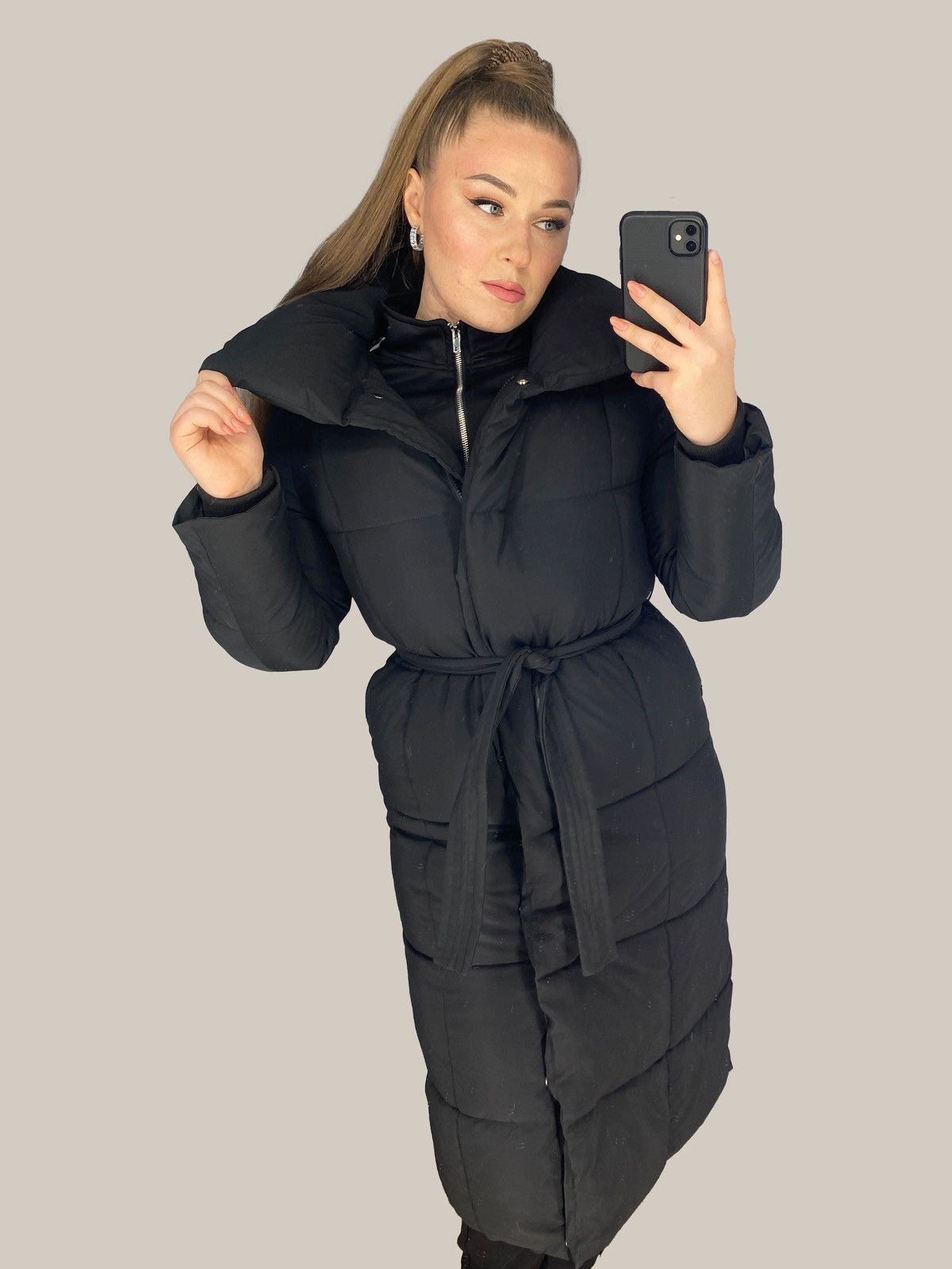 Other Long Black Puffer Coat – Modern Luxury & Warmth Size L / US 10 / IT 46 - 3 Thumbnail