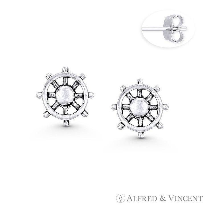 Other Helm Wheel Charm Stud Earrings in .925 Sterling Silver Size ONE SIZE - 1 Preview