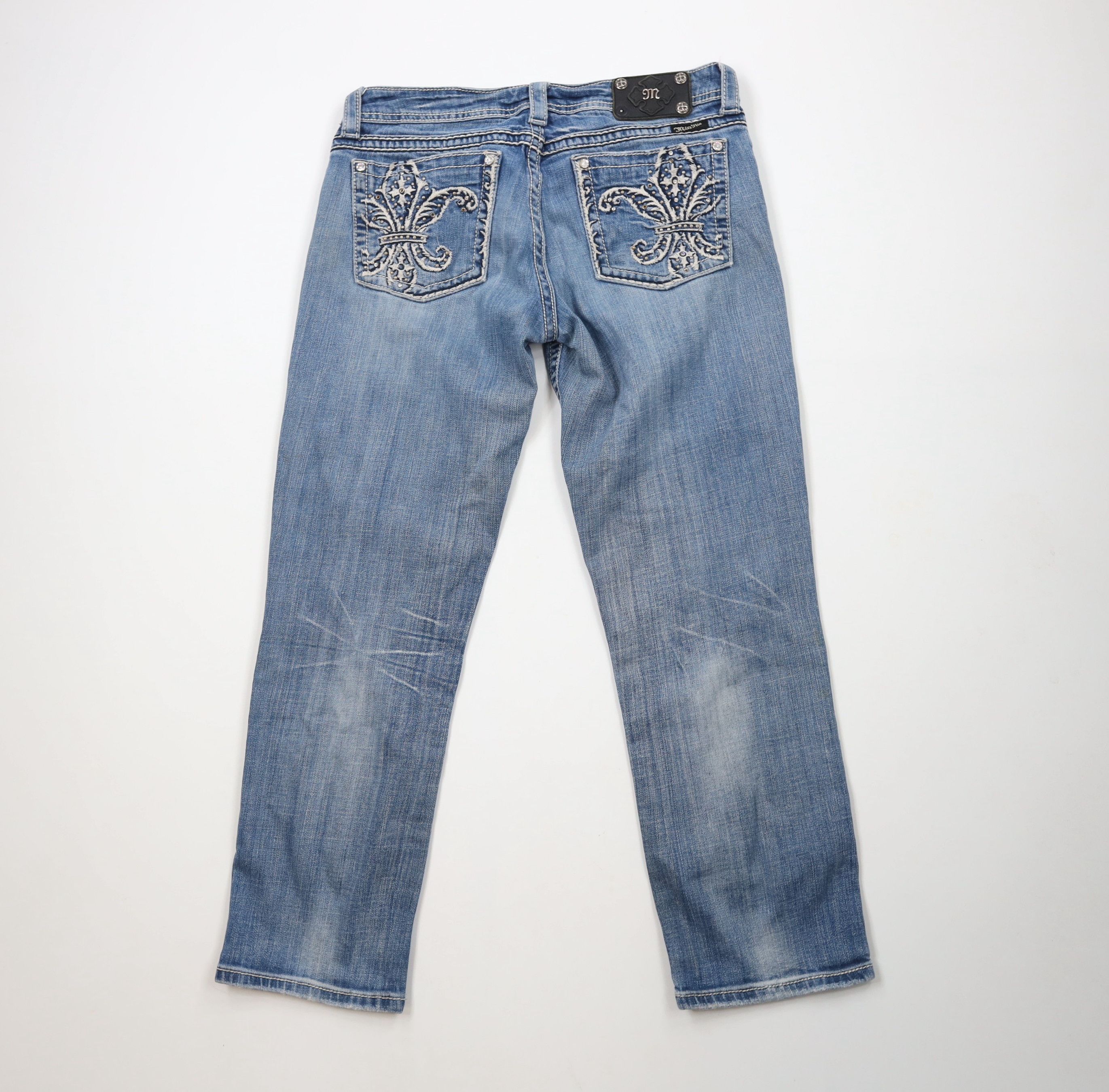 Miss Me × Vintage Miss Me Thick Stitch Fleur de Lis Cropped Stretch Jeans Size 32" / US 10 / IT 46 - 11 Thumbnail