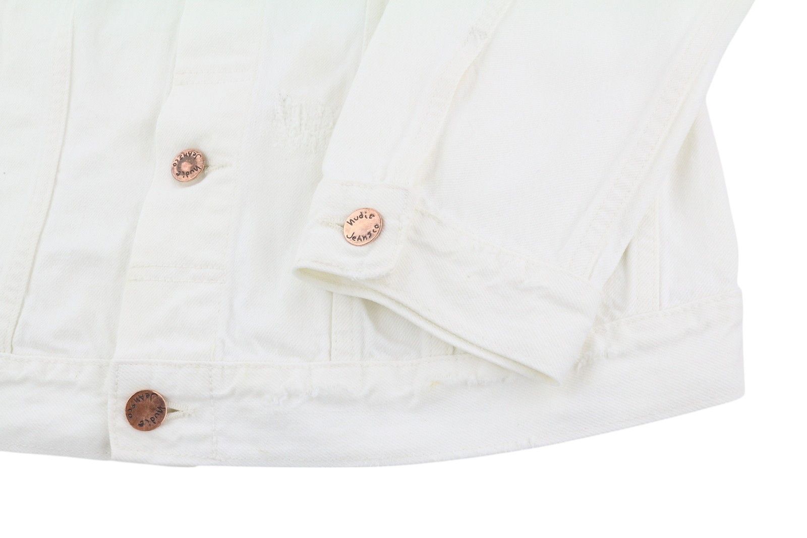 Nudie Jeans BILLY L Pitch White Worn Denim Polo Neck Jacket 83692 Size US L / EU 52-54 / 3 - 5 Thumbnail