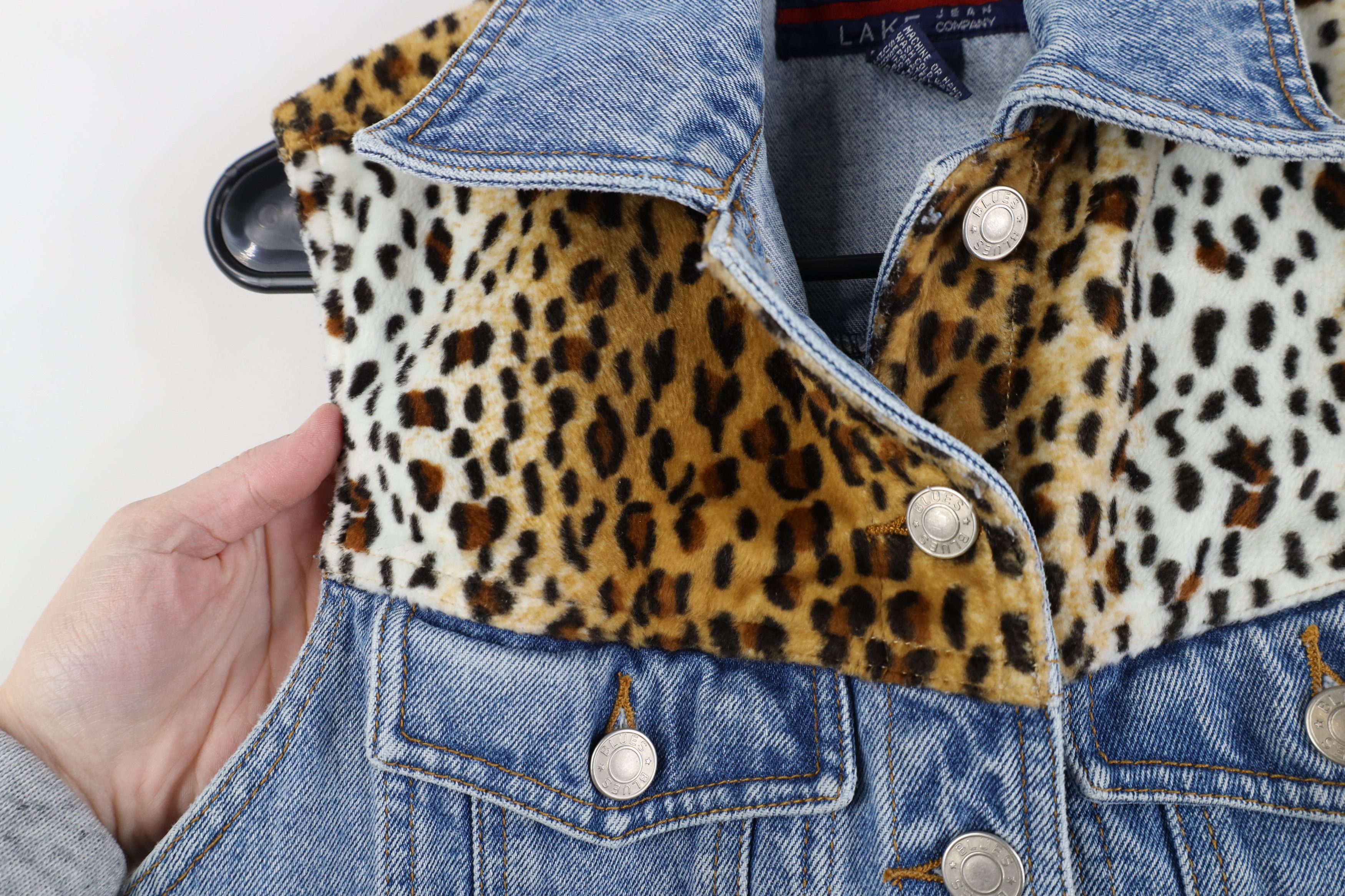 Vintage Vintage 90s Streetwear Leopard Denim Trucker Vest Jacket Size S / US 4 / IT 40 - 4 Thumbnail