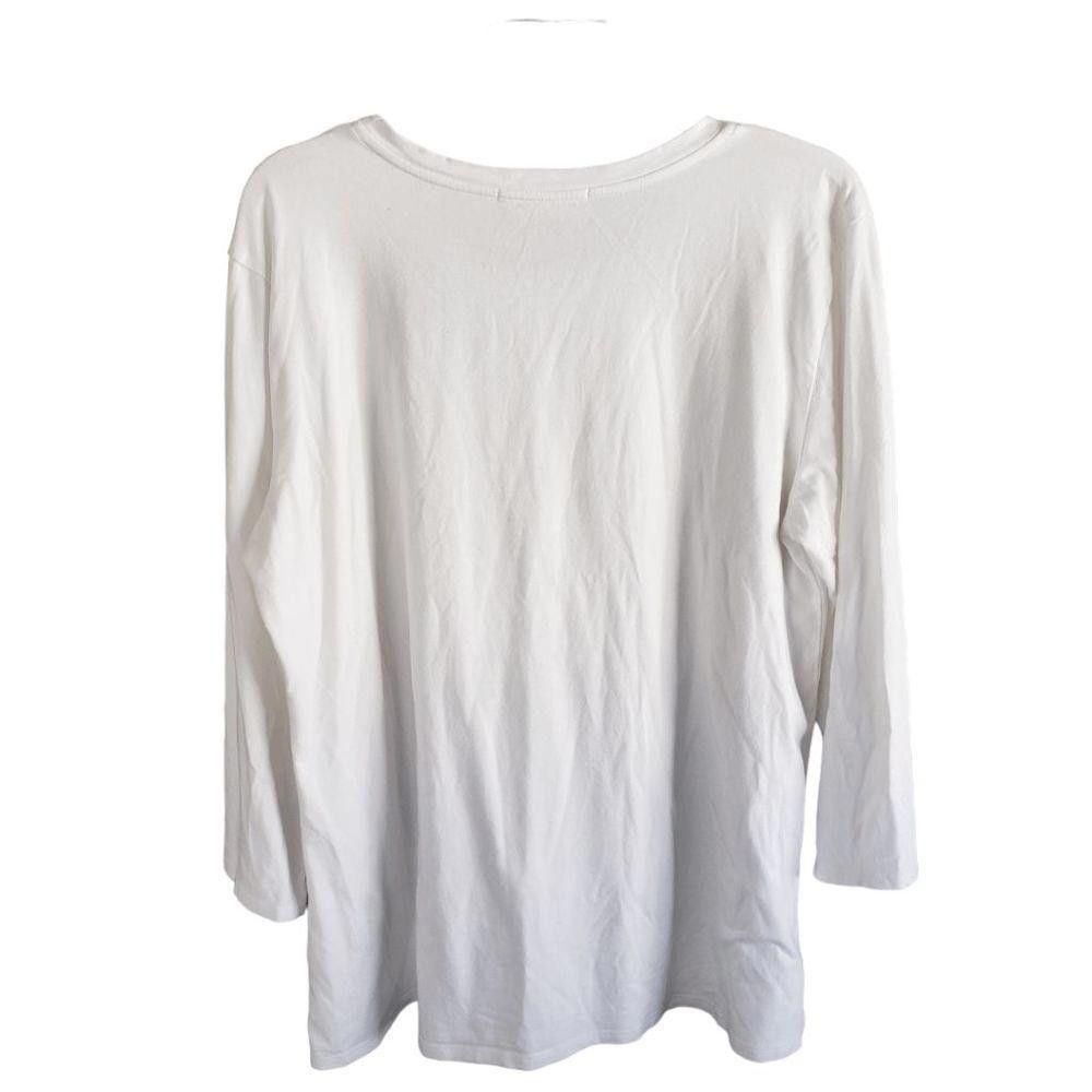 Designer CT1398 Johnny Was Ladies Long Sleeve White T-shirt XL Size XL / US 12-14 / IT 48-50 - 2 Thumbnail