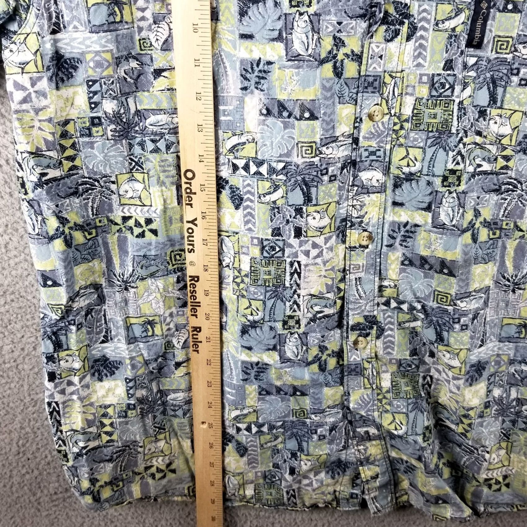Vintage Columbia Fishing Shirt Men XL All Over Print Tuna Floral Hawaiian Button Up Size US XL / EU 56 / 4 - 4 Thumbnail