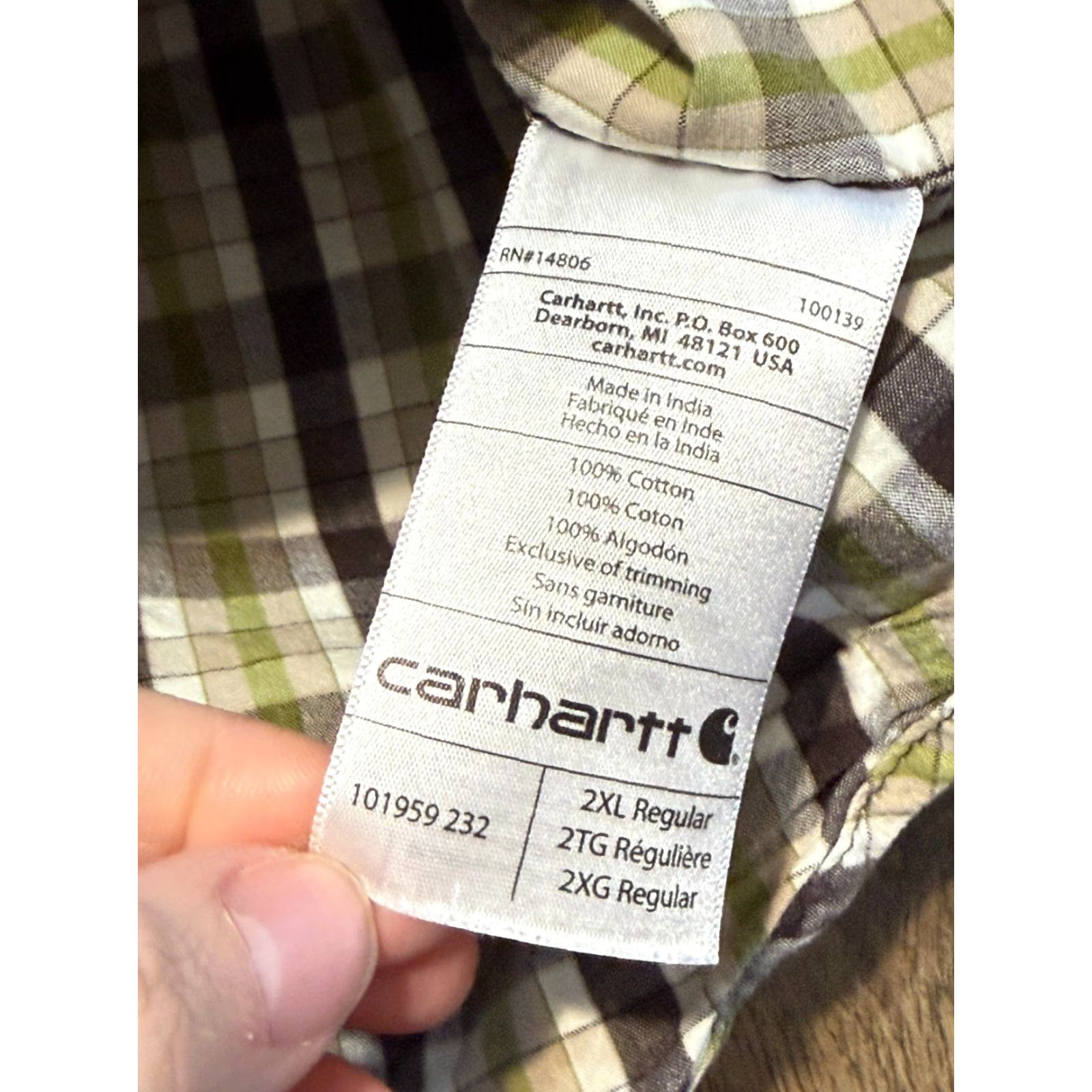 Carhartt Carhartt Shirt Mens 2XL Green Short Sleeve Plaid Pockets Button Up Shirt Size US XXL / EU 58 / 5 - 7 Thumbnail