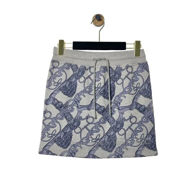 Hermes Patterned high-waisted straight casual skirt
