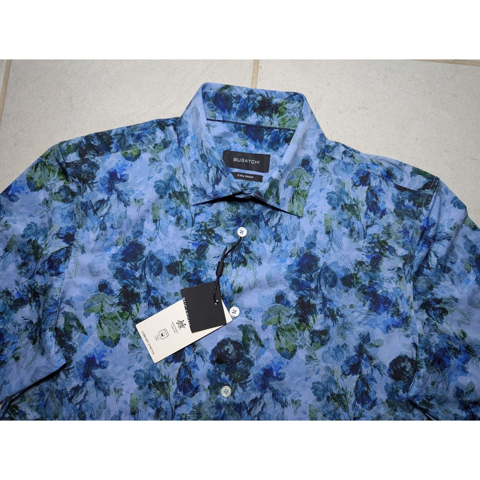 BUGATCHI Bugatchi Men's Small 8 Way Stretch Button Up Dress Shirt Size US S / EU 44-46 / 1 - 3 Thumbnail