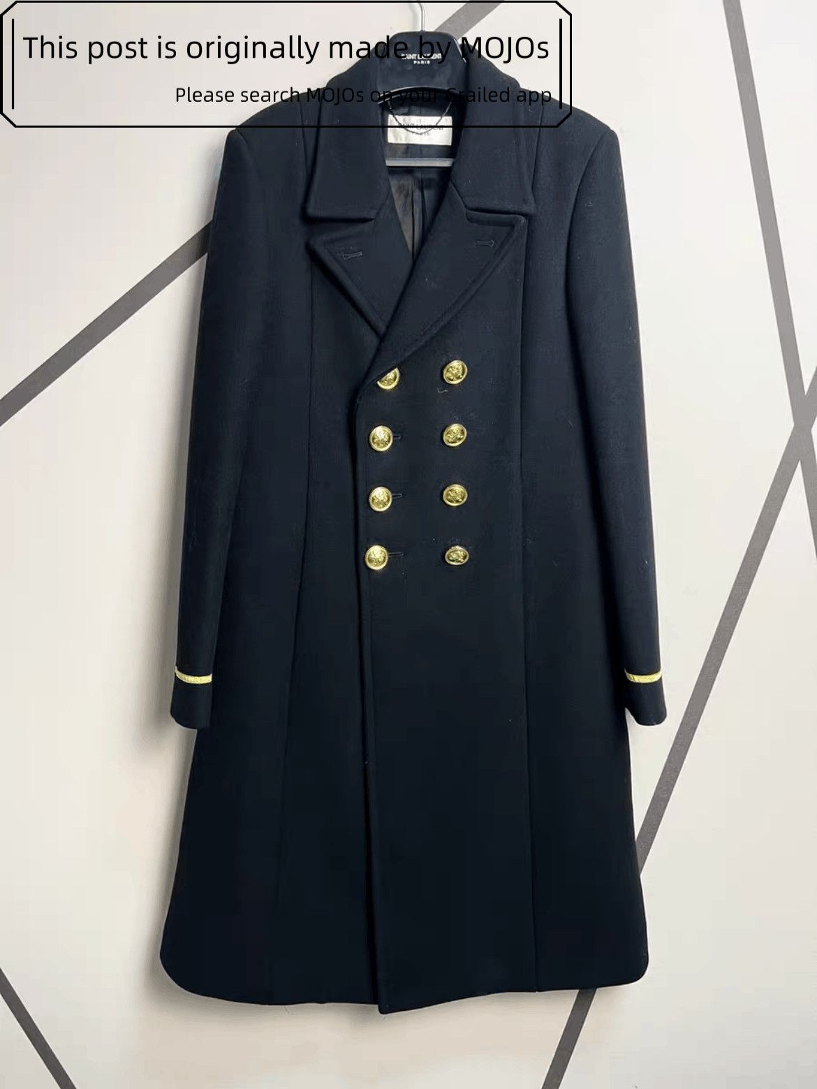 Sz 52 Saint Laurent Paris 16AW Golden Button Wool Coat mojos
