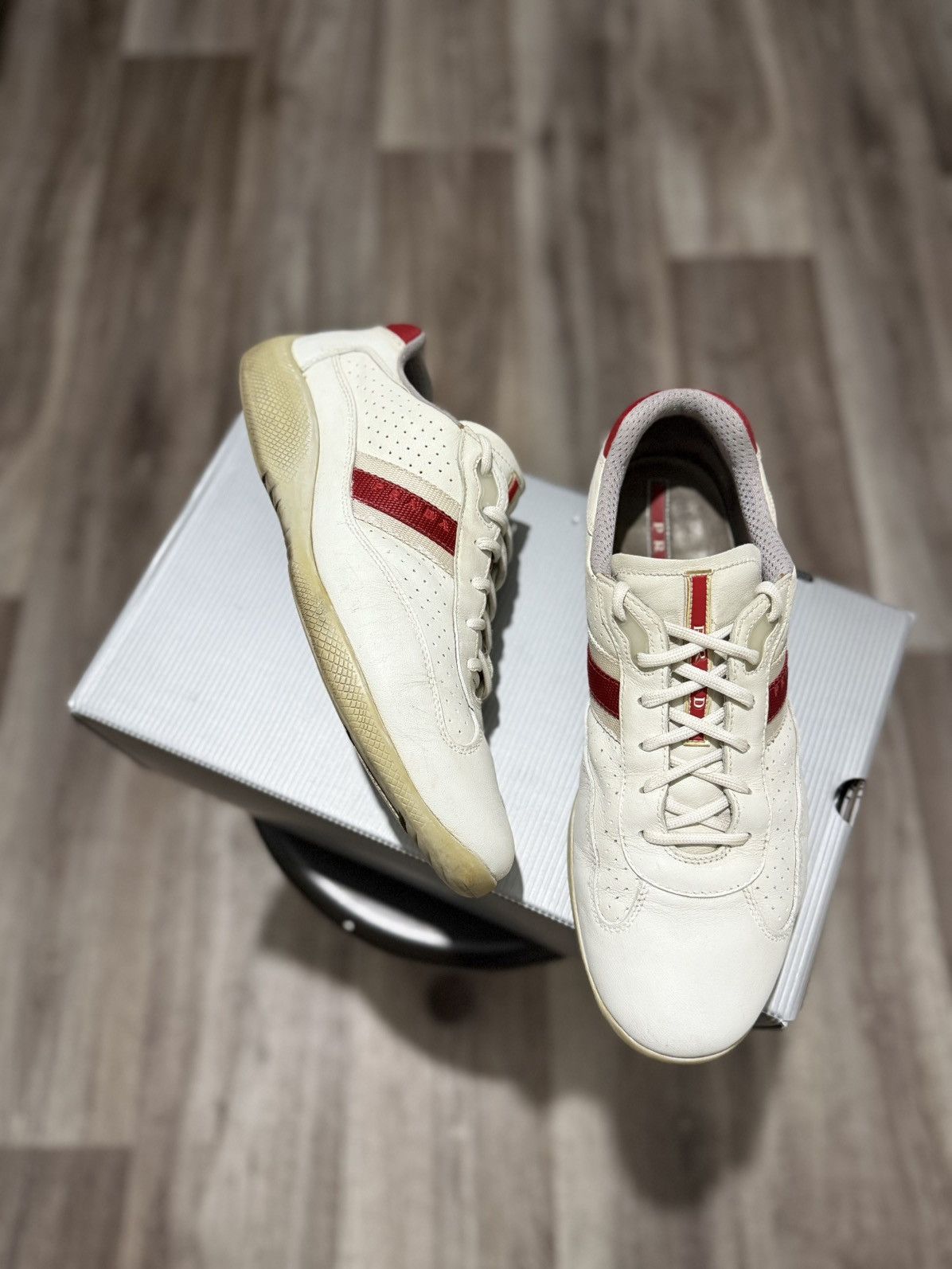 Prada PRADA AMERICAS CUP LEATHER SNEAKERS MEN’S SHOES WHITE 4E1298 Size US 9 / EU 42 - 2 Thumbnail