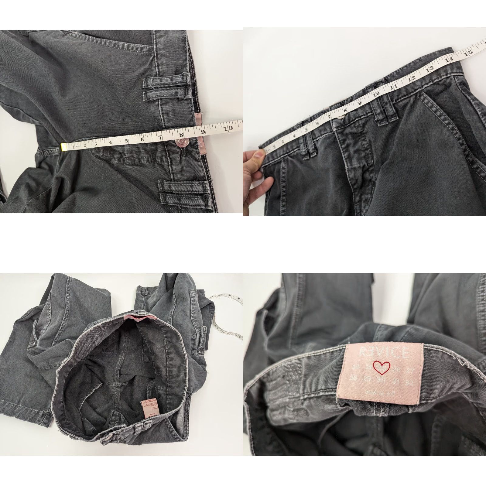 Vintage REVICE Denim Highland Cargo Pants Women's Size 25 Charcoal Straight Cotton, Cargo, Shirts? Size 42" / US 20 - 8 Thumbnail