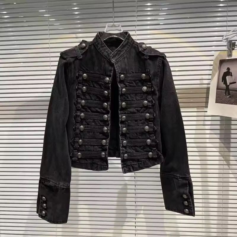 Japanese Brand Retro Military Inspired Denim Jacket Bold Structured Size US S / EU 44-46 / 1 - 1 Thumbnail