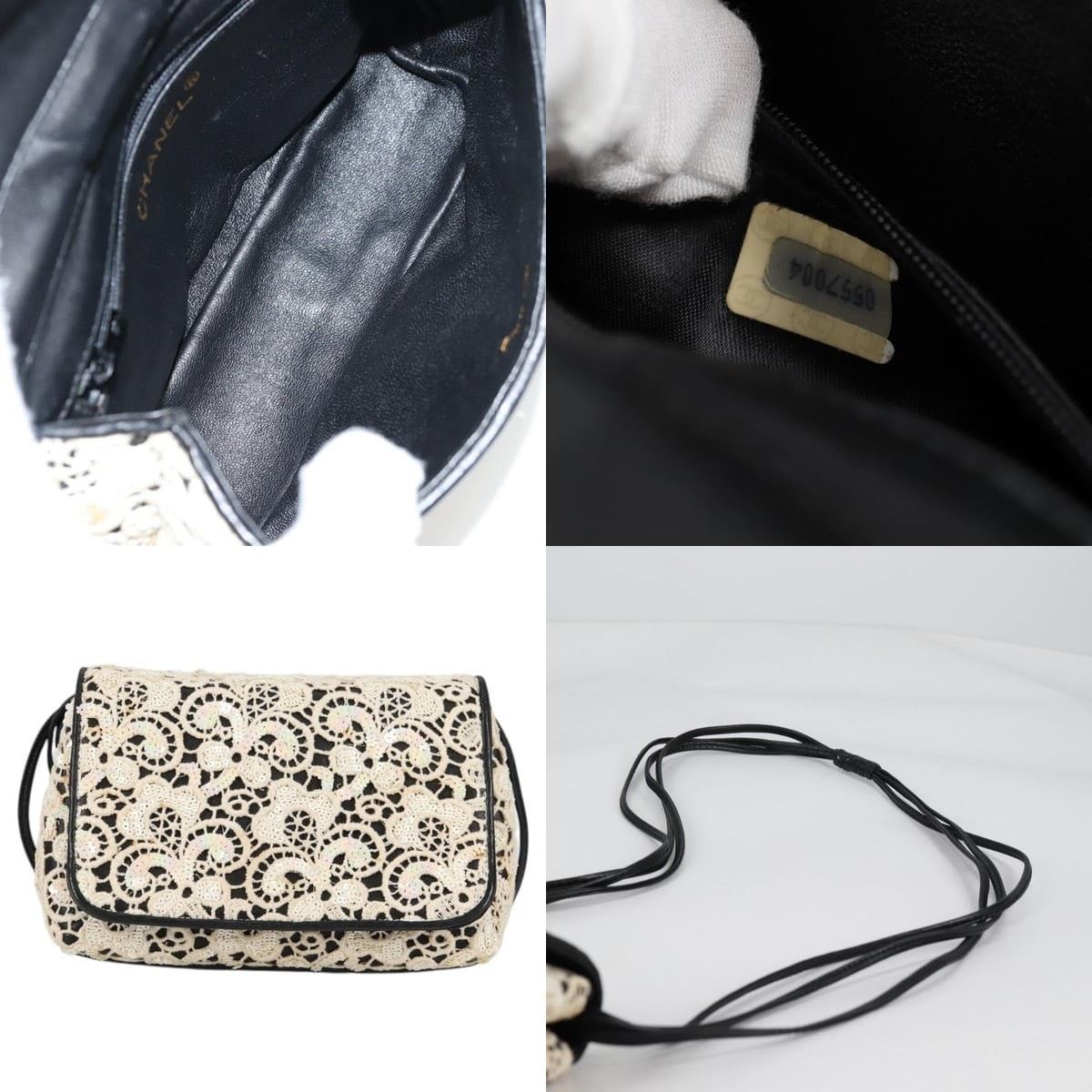 Chanel Chanel Sequin Shoulder Bag Leather White Gold CC Size ONE SIZE - 5 Thumbnail
