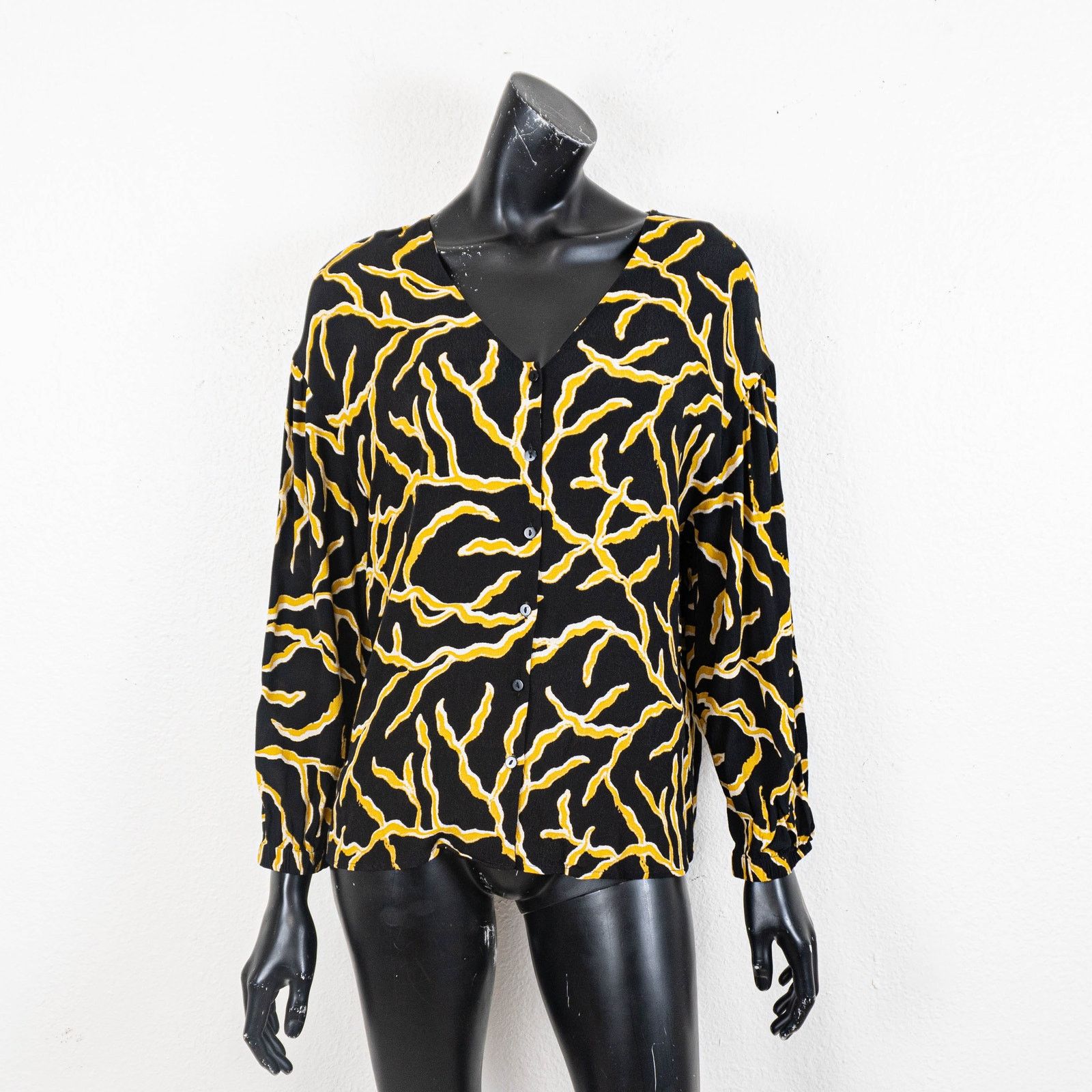 ba&sh Ba&sh Clea Printed Blouse Black Yellow size Large $235 Size L / US 10 / IT 46 - 2 Thumbnail