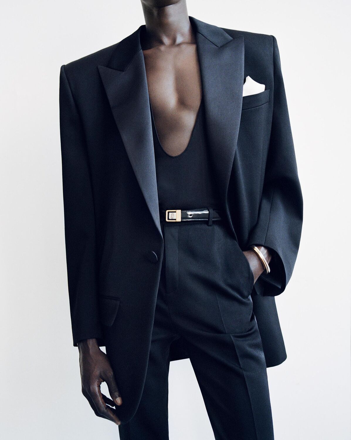Saint Laurent Paris o1s1wg110326 782771 Oversized Tuxedo Jacket Grain De Poudre Size US S / EU 44-46 / 1 - 5 Thumbnail