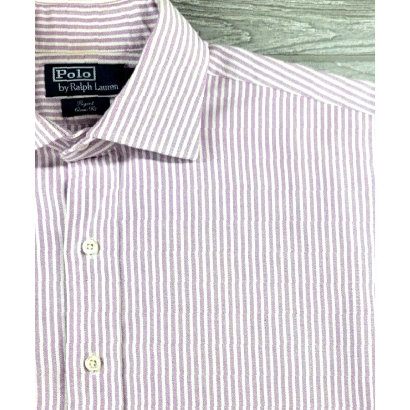 Polo Ralph Lauren Polo Ralph Lauren Oxford Button Up Shirt Men 16.5-35 Purple White Stripe Regent Size US XL / EU 56 / 4 - 3 Thumbnail