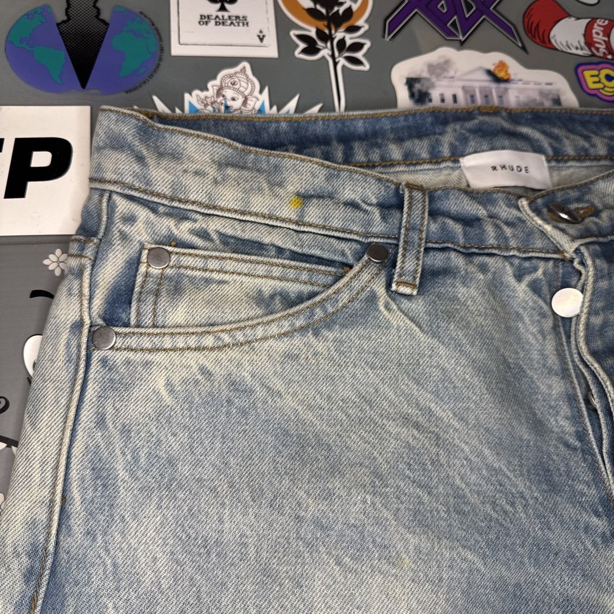 Rhude Rhude Slim-Fit Distressed Paint Splattered Denim Jeans Sz 30 Size US 30 / EU 46 - 5 Thumbnail