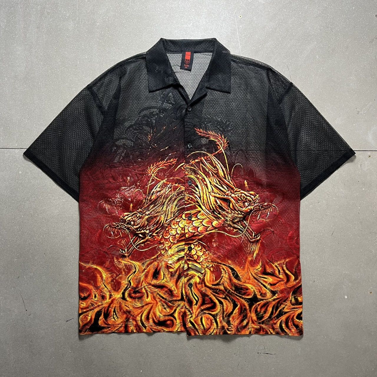 Taiga Y2K Dragon Fire Flame Shirt Size US XL / EU 56 / 4 - 1 Thumbnail