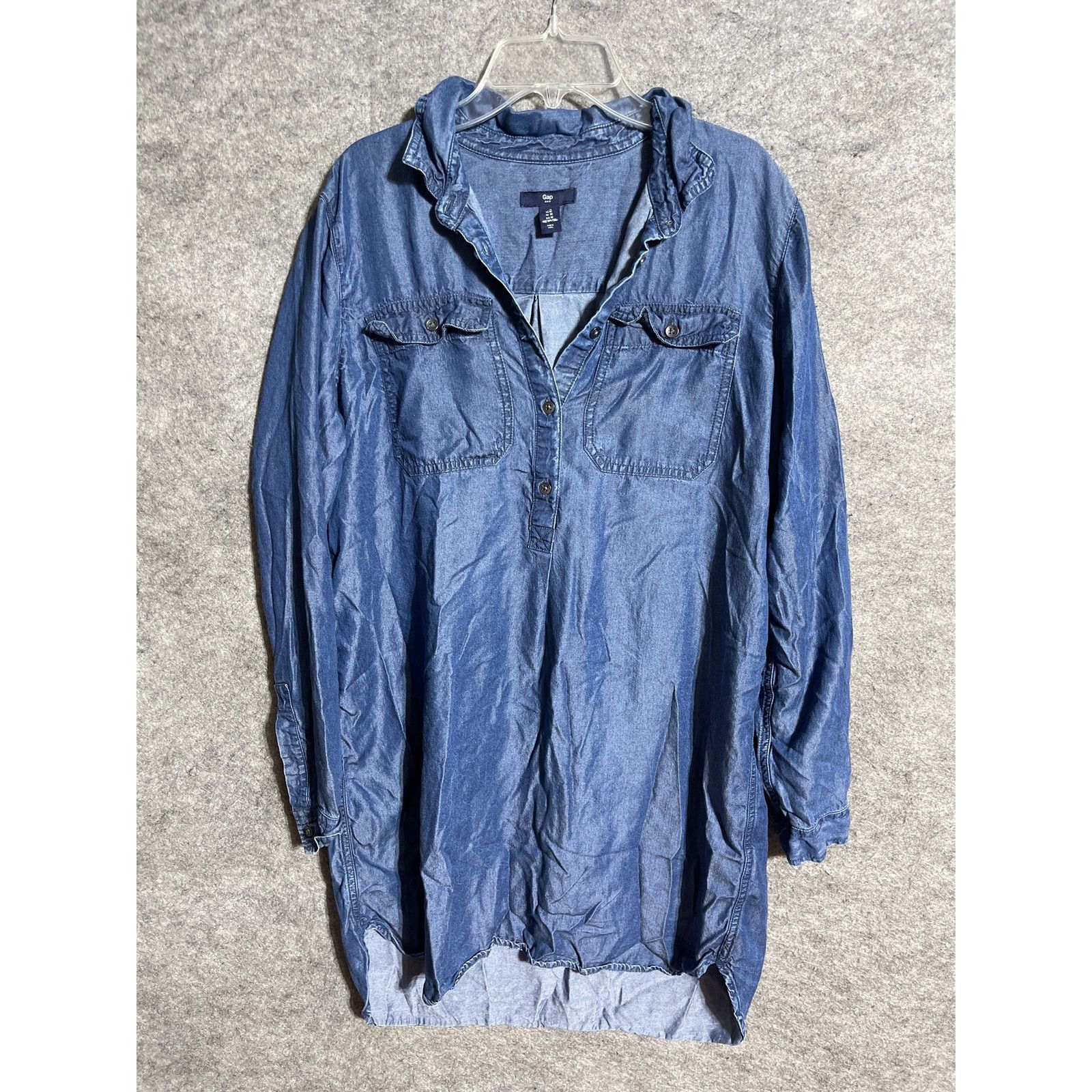 Gap Gap Dress Womens M Denim Popover Lyocell Long Sleeve Blue Size M / US 6-8 / IT 42-44 - 1 Thumbnail