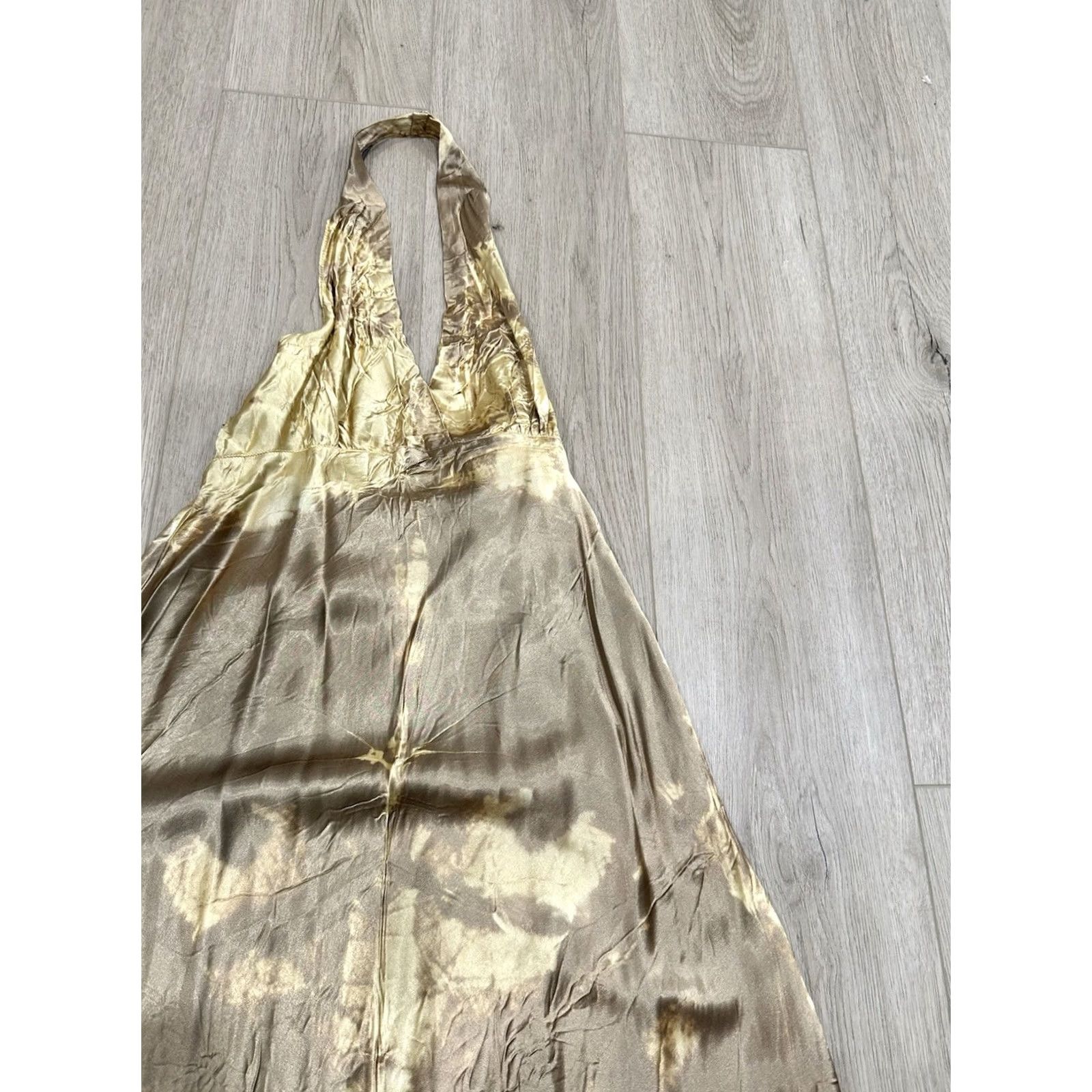 Vintage VINTAGE Momo Falana Dress Women's Long Sleeveless Hand Dyed Rayon Gold "Empire" Small Size S / US 4 / IT 40 - 5 Thumbnail