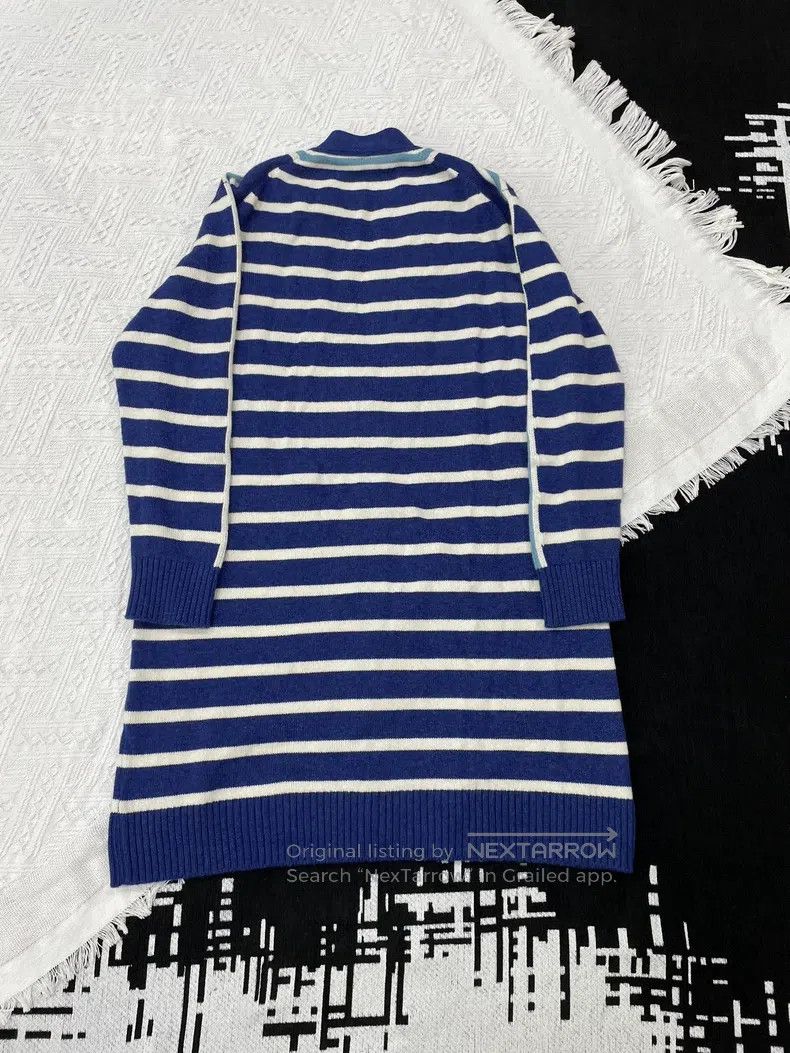 Hermes Hermes Blue Striped Knit Open Front Jacket Size XS / US 0-2 / IT 36-38 - 3 Thumbnail
