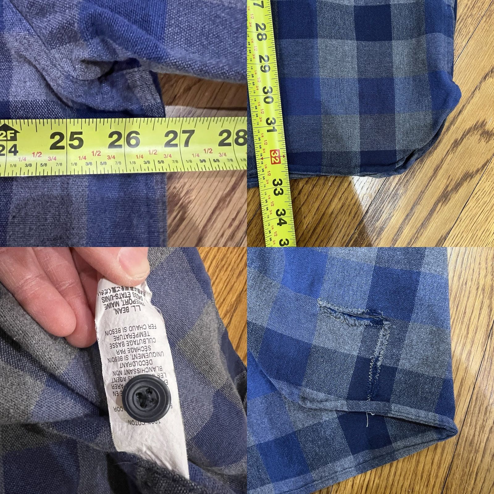 Vintage VINTAGE LL Bean Men's Flannel Shirt Long Sleeve Casual Travel Workwear XLT Blue/Gray Plaid Size US XL / EU 56 / 4 - 8 Thumbnail