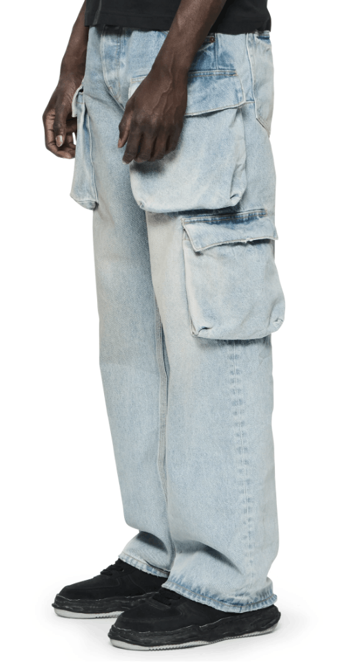 image of P018 Relaxed Double Cargo in Washed White, Men's (Size 34)