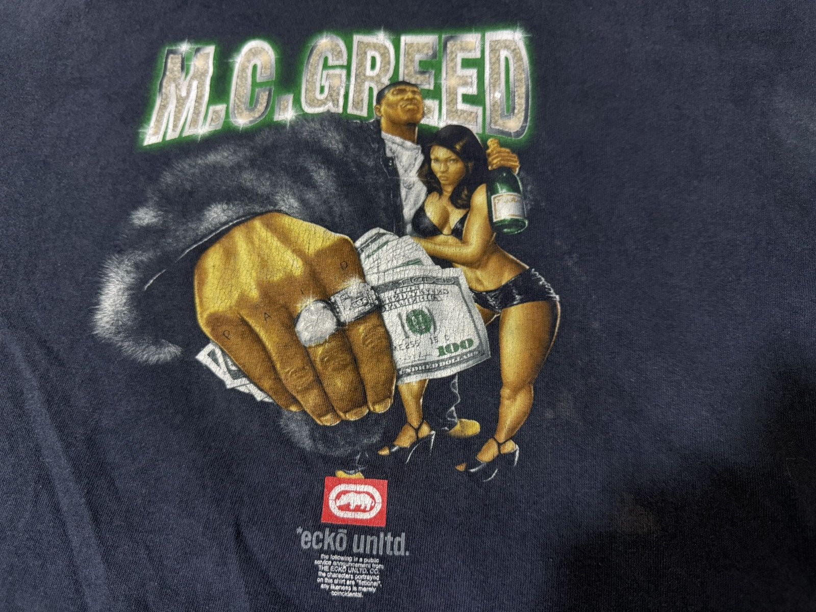 Ecko Unltd. Vintage 00s Ecko Unltd. MC Greed T Shirt Size US XL / EU 56 / 4 - 4 Thumbnail