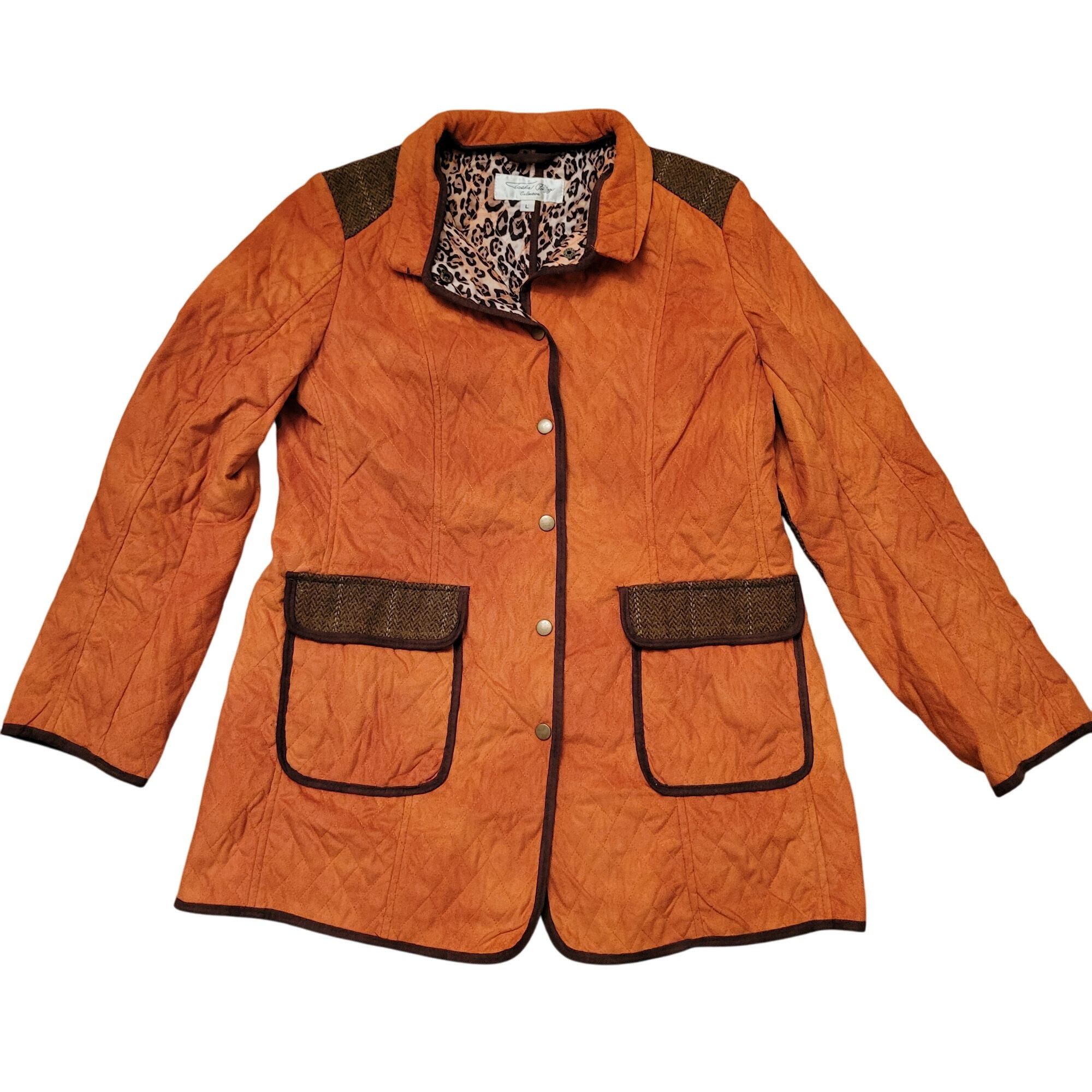 Other Tasha Polizzi Orange Quilted Coat L Leopard Print Lining Bro Size L / US 10 / IT 46 - 1 Thumbnail