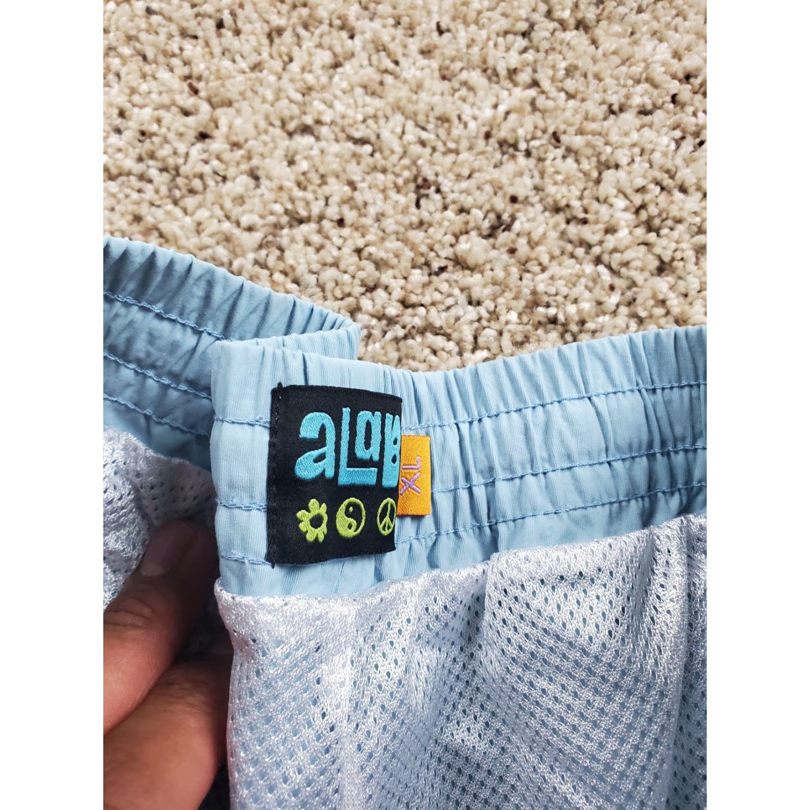 Vintage A.Lab Board Shorts XL Mens Light Blue Nylon Pockets Drawstring Quick Dry Swim Bottom Size US 36 / EU 52 - 3 Thumbnail