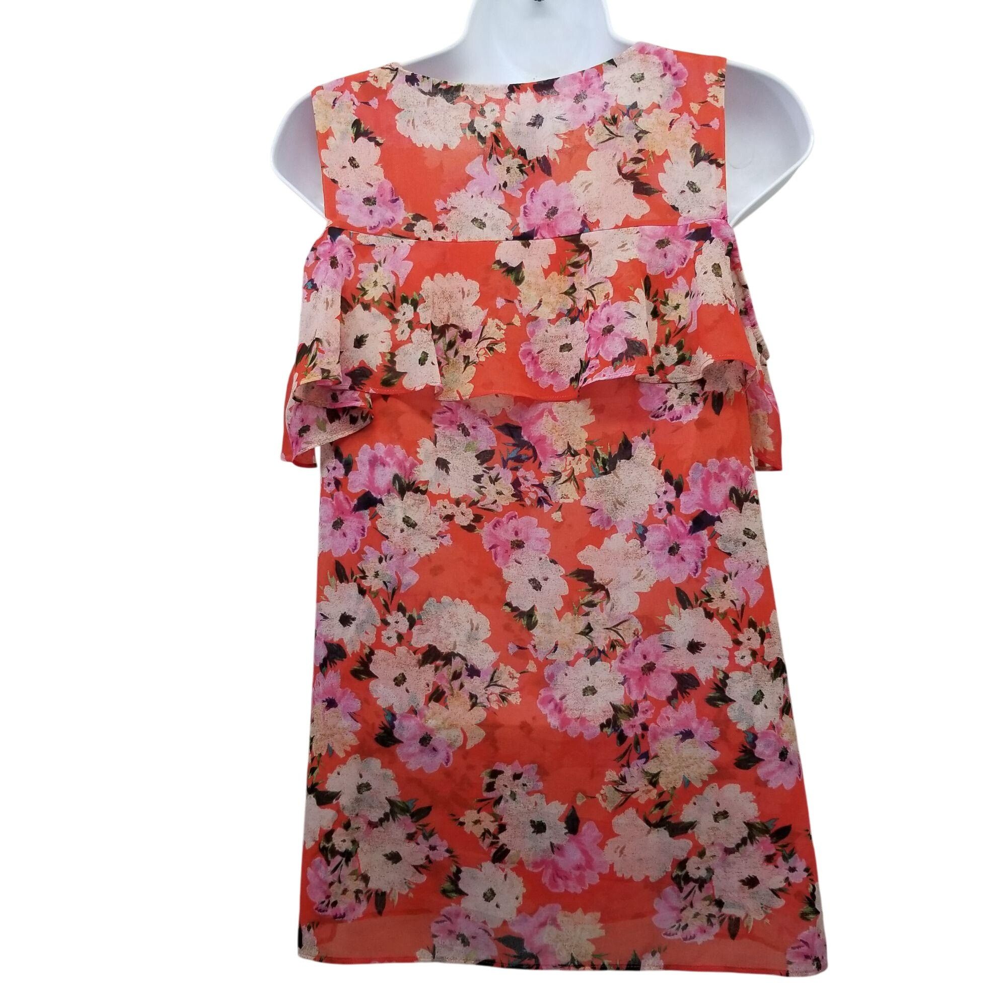 Other Cabi S Orange Floral LUSH Top Cold Shoulder Chiffon Sheer 53 Size S / US 4 / IT 40 - 3 Thumbnail