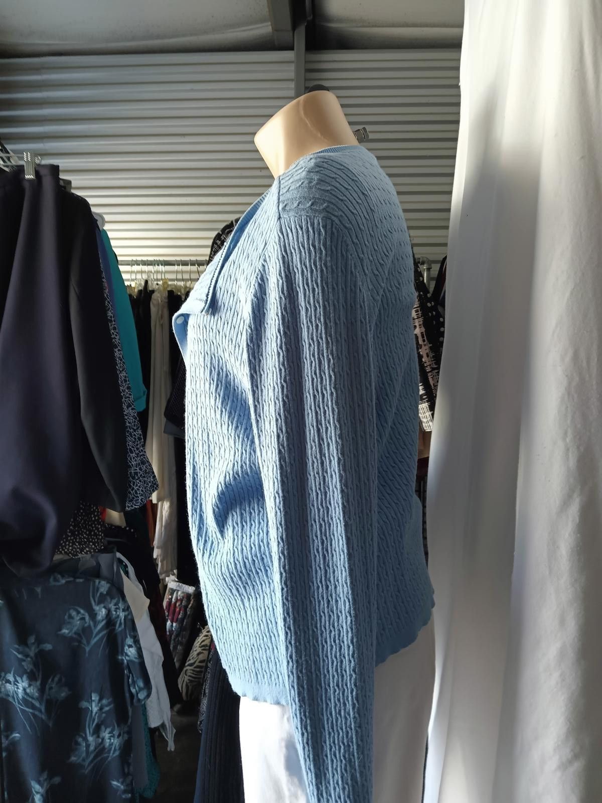 Charter Club Chater's Club Light Blue Cable Knit Cardigan Size L / US 10 / IT 46 - 2 Thumbnail